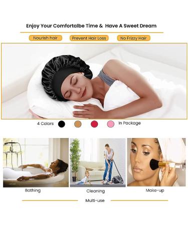 Satin Silk Bonnets for Women - 4PCS Hair Bonnet Set for Sleeping and Night Caps - Buy Online on GoSupps.com