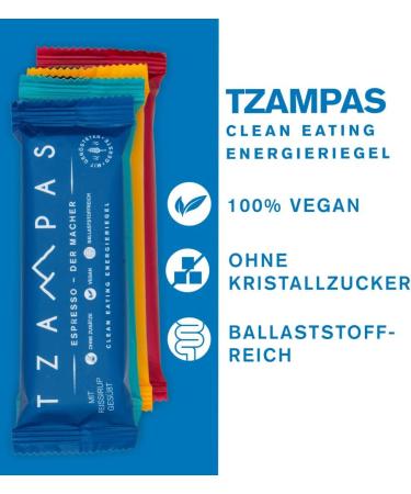 TZAMPAS energy bar mix box large (16x40g) - energy bar made from roasted barley in snack box format - Power Bar | Energy bar suitable for cycling - organic vegan & without additives - Buy Online on GoSupps.com