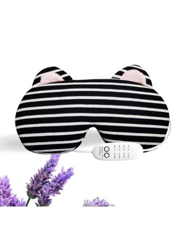 Heated Eye Mask Heat Eye Mask for Sleeping Warm Eye Compress for Dry Eyes USB Electric Heating Eye Pad with Heat & Time Control Relieve Dry Eye Syndrome Stye Blepharitis (Black)