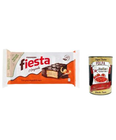 Italian Gourmet E.R. Ferrero Fiesta Cake Bar Set of 6 Chocolate Cocoa & Orange 360g + Italian Gourmet Pulp 400g