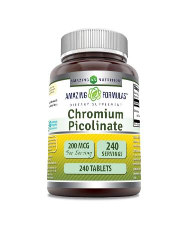 Amazing Formulas Chromium Picolinate 200Mcg Tablets Supplement | Non-GMO | Gluten Free | Made in USA (240 Count) - Buy Online on GoSupps.com