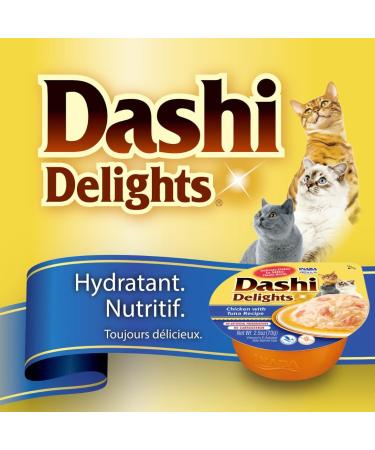 INABA Dashi Delights - Chunks in Bonito Flake Broth with Chicken Tuna & Salmon - 1 x 70g - Cat Food - Topping - High Protein - Natural Ingredients - Cat Food. - Buy Online on GoSupps.com