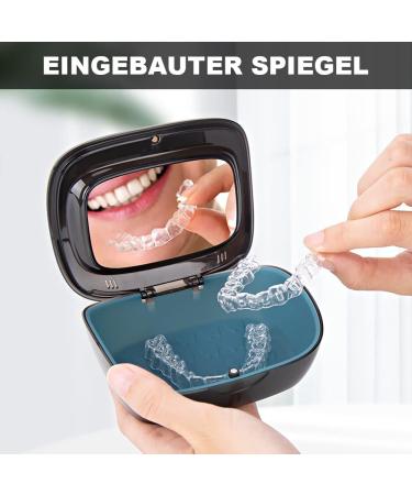 LdawyDE Denture Box Retainer Case Set - Denture Brush Chewies and Removal Tool Included - Mirror Attached for Convenience Black - Buy Online on GoSupps.com