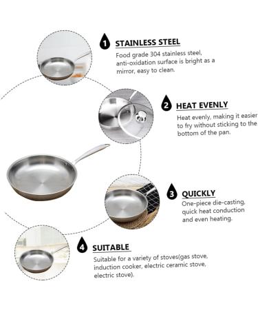 ABOOFAN 1 Pc Stainless Steel Non Stick Pan Omelet Fry Pan Egg Frying Pans Stainless Steel Cookware Stainless Steel Cooking Pan Induction Cooker 304 Stainless Steel Kitchen Pot - Buy Online on GoSupps.com