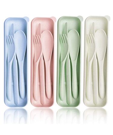 4 Sets Wheat Straw Cutlery,Portable Cutlery Spoon Knife Fork Tableware Set with Case for Adults Travel Picnic Camping Daily Use,Eco-Friendly BPA Free,4 Colors - Buy Online on GoSupps.com