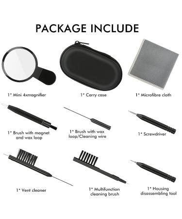 Hearing Aid Amplifier Cleaning Tools - 9 Piece Kit with Brushes, Earbuds, and Magnifier - Buy Online on GoSupps.com