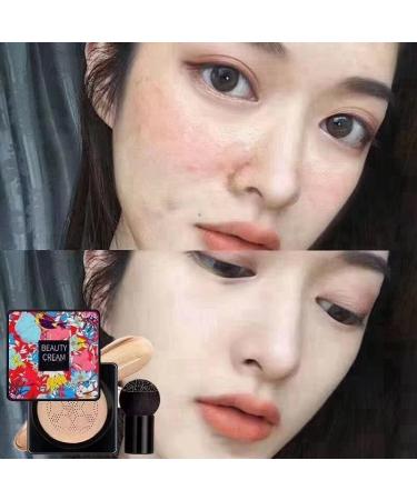 PICKX Mushroom Head Air Cushion BB Cream Concealer Lasting Nude Makeup Moisturizing Brightening Pigment CC Liquid Foundation Even Skin Tone Makeup Base Primer (C-2PC) - Buy Online on GoSupps.com