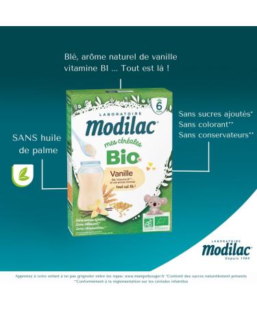 Laboratoire Modilac Organic Vanilla Cereals No Added Sugars for Ages 6 Months and Above 250 g Pack of 7 - Buy Online on GoSupps.com