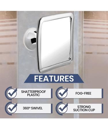 Mirrorvana Fogless Shower Mirror for Shaving | Anti-Fog, Shatterproof, 360 Swivel | 6.3x6.3 (Chrome) - Buy Online on GoSupps.com