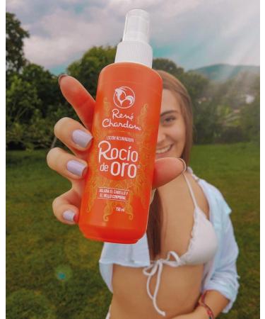Rene Chardon Rocio de Oro Hair Lightening Lotion Blonde formula, 5oz-150ml Spray bottle 1 count, with Vitamin D and Silicone, for all hair types - Buy Online on GoSupps.com