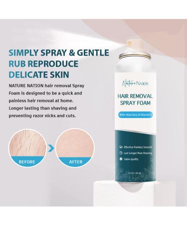 Nature Nation Hair Removal Spray Foam - 7.17 oz - Aloe Vera & Vitamin E Formula - Painless Hair Removal Cream for Women and Men - Buy Online on GoSupps.com