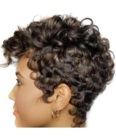 Funnyfeng confusing curly wigs real hair wigs for black women short Brazilian virgin hair wigs without lace PVC usable for party prom prom party