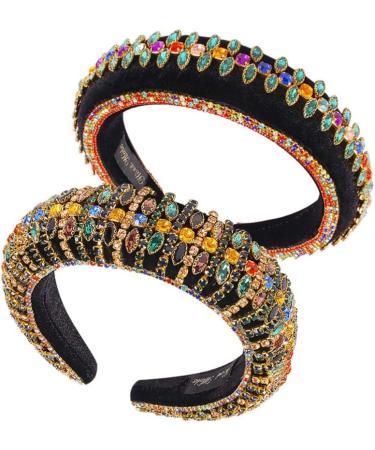Minkissy Crystal Rhinestone Headband Glitter Headband Rhinestone Beaded Headband Padded Wide Hairband Wedding Christmas New Year Headwear for Women - Buy Online on GoSupps.com
