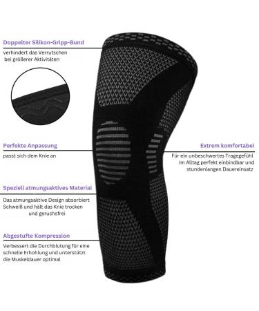 Omni Fit Knee Bandage - Your Second Skin for Pain-Free Movement | Maximum Support & Comfort | Stay Active & Confident | L Gray - Buy Online on GoSupps.com