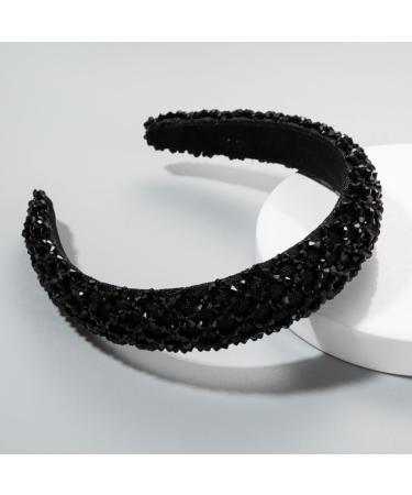 scicent Black Headband Rhinestone Crystal Embellished Hairbands for Women Girls Vintage Padded Non-Slip Head Band Wide Retro Hair Band Fashion Hair Accessories for Wedding - 27603 - Buy Online on GoSupps.com