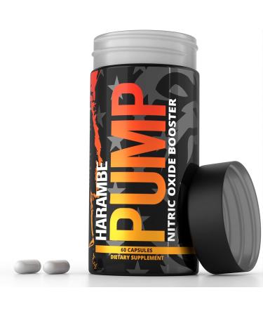 Harambe Pump - Nitric Oxide Supplement with Nitrosigine S7 and BioPerine - Best Pre Workout Pump Pills - Top Vasodilator & NO Booster
