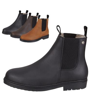 Chelsea Boot New Work Winter comfortable ankle boots made of cowhide |Made in Portugal |Reverse with a robust rubber sole |Merino Lammfell |Shoe slip boots |Gr.35-46 |Black brown cognac 39 EU black