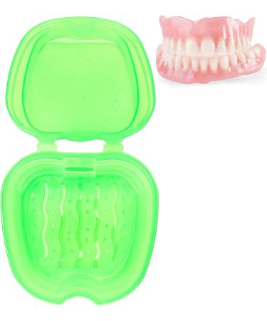 Denture Bath Case Box - Colored Storage Container for False Teeth with Strainer Basket (Green) | International Shipping Available - Buy Online on GoSupps.com