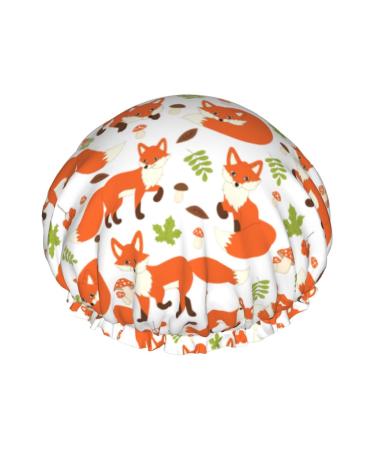 Cute Fox Shower Cap Waterproof Luxury Shower Caps for Women Reusable Bath Hair Cap Fashion Shower Hat with Elastic Easy to Wear Suitable for Long Short Curly Hair Color 10