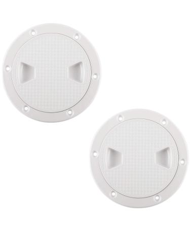 YaeMarine 2 Packs 4" Boat Deck Cover, Round Inspection Hatch, Deck Plate Access Lid, RV, Opening Dia : 4" 101mm, External Dia : 5.63" 143mm