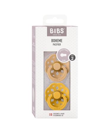 BIBSS Boheme Schnuller 2 Pack - BPA-Free Natural Rubber Nipple Kirsch Shape 0-6 Months Made in Denmark Desert Sand & Honey Bee - Buy Online on GoSupps.com