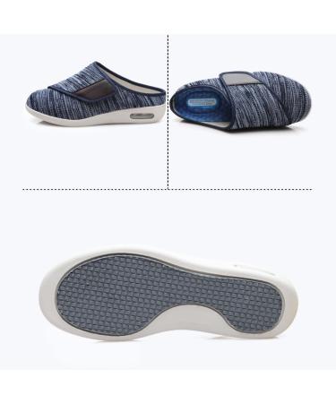 Buy Men's Adjustable Strap Diabetic Slippers - Wide Walking & Orthopedic Edema Shoes for Grandparents (Dark Blue Size 12 - Buy Online on GoSupps.com