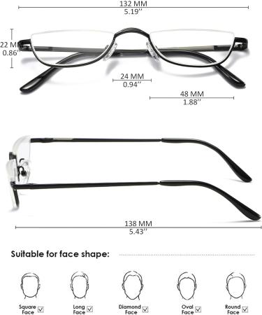 Koosufa Metal Reading Glasses for Men & Women - Spring Hinge Half-Round Frame Stylish & Comfortable Reading Help - Buy Online on GoSupps.com