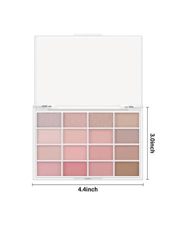Neutral Pink Eyeshadow Palette - 16 Matte & Shimmer Shades for Natural Eye Looks | Brown Powder Makeup 0.35 Oz - International Shipping - Buy Online on GoSupps.com