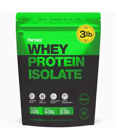 100% Whey Protein Isolate for Women & Men (3LB) 22g of Protein & 4.5g BCAAs Per Serving Grass-Fed Native Cold Pressed WPI 90 for Superior Digestibility - 54 Servings