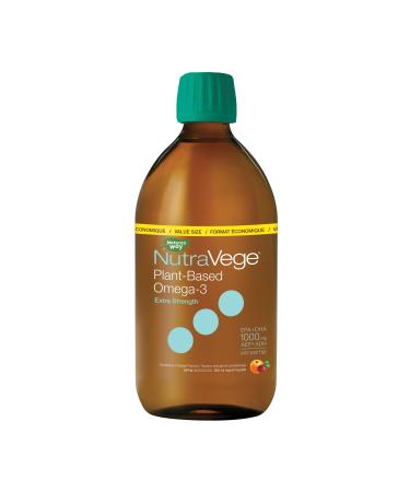 Nature's Way NutraVege Plant-based Omega-3 Supplement Extra Strength Formula Vegetarian EPA + DHA from Algal Oil Vegan Cranberry Orange Flavour 500 mL Liquid Value Size