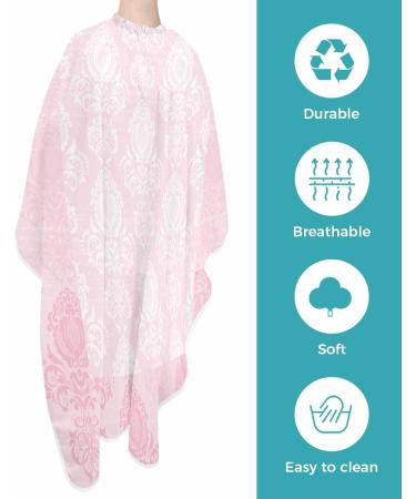 Buy Pink Damask Barber Cape - Adjustable Hair Cutting Cape for All Ages | Salon & Hairdressing Accessories 55x63 Inch - Buy Online on GoSupps.com