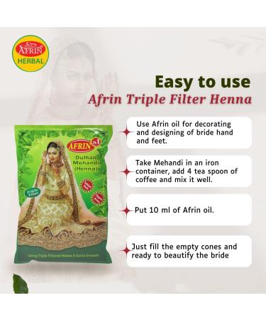 AFRIN Organic Henna Triple Filter Dulhan Mehandi 1 kg - Premium Quality Natural Hair Dye for Bridal Designs - Buy Online on GoSupps.com