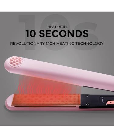TYMO 2-in-1 Flat Iron Hair Straightener and Curler - 10s Fast Heating, 1 Inch Titanium, 32 Adjustable Temp, Auto Shut Off - Light Pink - Buy Online on GoSupps.com