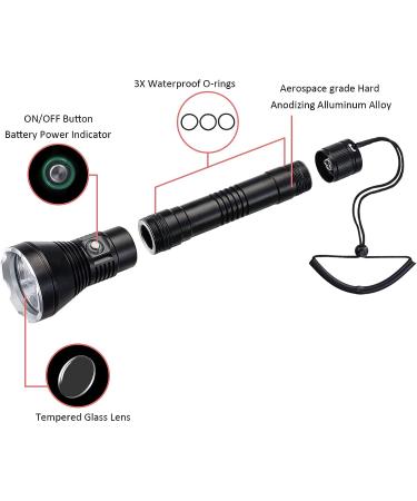 5000 Lumen XHP70 LED Scuba Diving Flashlight | Super Bright Military Torch | IPX6 Waterproof Submarine Light - Buy Online on GoSupps.com