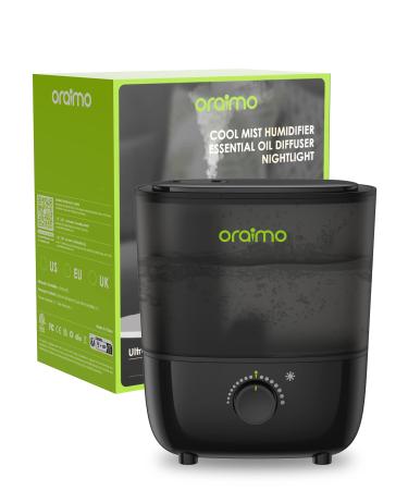 Oraimo Humidifiers Top Fill Humidifier for Bedroom 26dB Quiet Easy to Clean 2.5L Air Humidifier for baby & Essential Oil Diffuser with Nightlight BPA-Free Humidifier for indoor Home (Black)