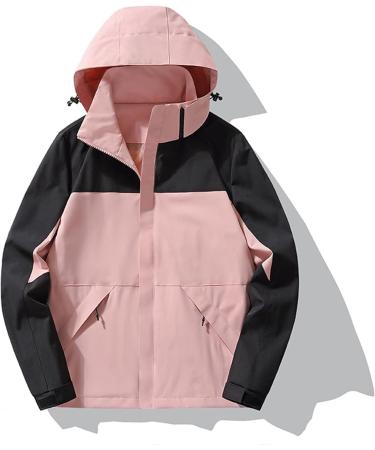 oelaio Waterproof Winter Coat Women's Long Raincoat with Hood Outdoor Lightweight Windbreaker Rain Jacket Waterproof Pink Small - Buy Online on GoSupps.com