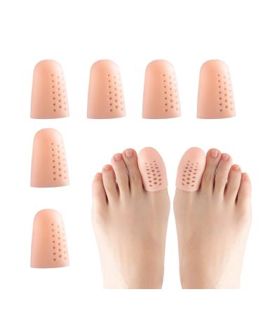 Gel Toe Caps and Protector with Holes  6 PCS Breathable Soft Toe Protectors Women Fit for Toe Corns - Blisters - Calluses and Ingrown Toenails.(Beige-with-Hole-M)