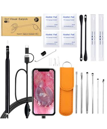 Ear Wax Removal Tool Kit  Ear Otoscope Cleaning Tool with Light Camera  HD Ear Digital Endoscope Ear Pick Equipped with 6 LED Lights  6 in 1 Stainless Steel Ear Wax Cleaner Tool for Micro USB Type C - Buy Online on GoSupps.com