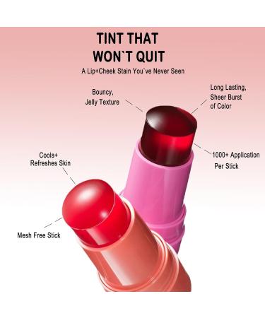 2 PCs Water Jelly Tint Blush & Lip Stain | Multi-Use Cruelty-Free Jelly Gloss - Vivid Color & Moist Watercolor Effect - Buy Online on GoSupps.com