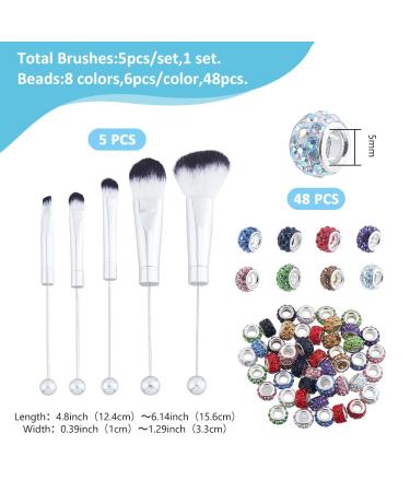Buy SUPERFINDINGS Beadable Makeup Brush Kit - 5 Pcs Brushes & 48 Rhinestone Beads for DIY Makeup | Perfect Gift for Women & Sisters - Buy Online on GoSupps.com