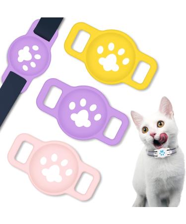 Coholl Protective Cover for Apple AirTag | 3-Piece Silicone Shell for GPS Finder | Anti-Osteet Pet Loop Holder Case for Dogs & Cats | Kids' Yellow Pink Purple Design - Buy Online on GoSupps.com