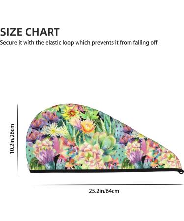 Watercolor Blooming Cactus Microfiber Hair Towel | Soft & Super Absorbent Wrap for Women - Quick Dry Cap for Long Curly & Thick Hair - Buy Online on GoSupps.com
