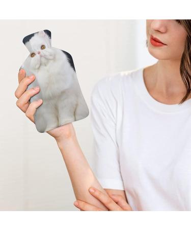 Animal White Cat Hot Water Bottle with Plush Cover - Hand Warmer for Adults & Kids | 26.5x15.3cm - Buy Internationally! - Buy Online on GoSupps.com
