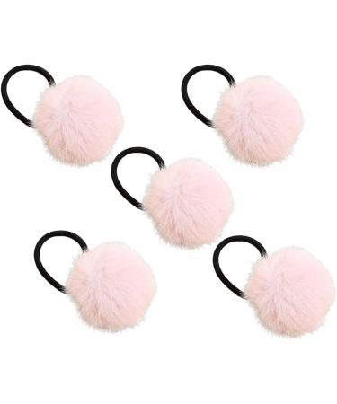 Furry Ball Ponytail Holders Girls' Colorful Pompom Hair Ties - Fashionable Hair Ties for Women And Girls Versatile Ponytail Holders for Dating Parties light pink - Buy Online on GoSupps.com
