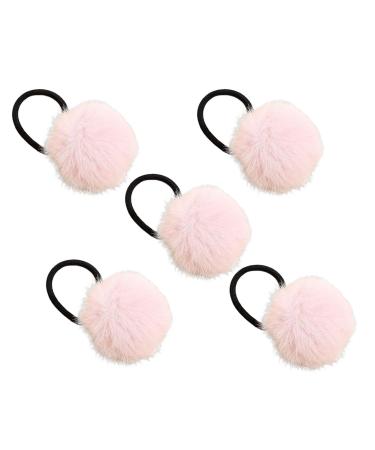 Hair Ties | Women's Ponytail Furry Ball Hairband Fashion Hair Rope Furry Ball Hair Ties for Daughter Sister Friends Wife Family light pink