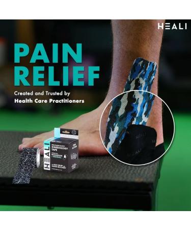 Heali Precut Kinesiology Tape Roll - Magnesium & Menthol Infused - 20 Strips - 2 x 10 - Latex Free - Strong Adhesive - 4-7 Days - Splatter Paint Design - Buy Online on GoSupps.com