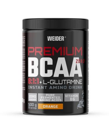 Weider Premium BCAA 8:1:1 + L-Gluamine, Orange Taste, 500 g With Vitamin B6, Sugar Free, Vegan.