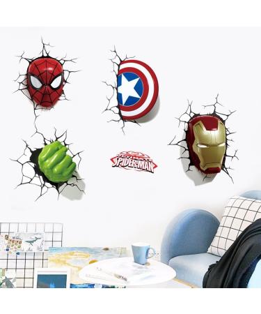 Superhero Spiderman Hulk Shield 3D Wall Stickers - Bedroom & Living Room Wall Decor - Buy Online on GoSupps.com