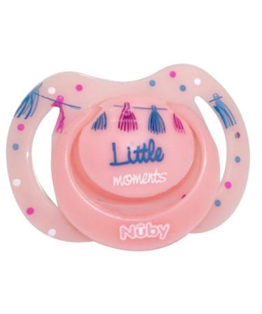 Orthodontic Night Pacifier Oval Bow Tie Glow in the Dark Silicone Teat for Baby Girls 0-6 Months (Pink)