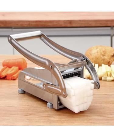 French Fry Cutter Multifunction Vegetable Fruit Chopper with 2 Stainless Steel Blades for French Fries Chips Maker Potato Slicer for Tomato Potato Cooking Gadget Tool CA(Silver) - Buy Online on GoSupps.com